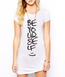 Be Yourself White T-Shirt/Dress