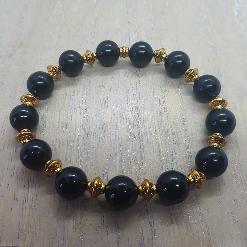 Onyx & Gold Beads Bracelet