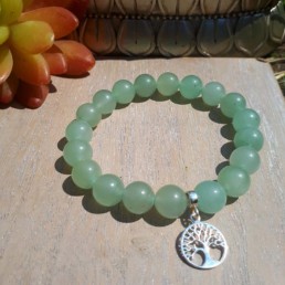 Sterling Silver Tree of Life and Aventurine Bracelet