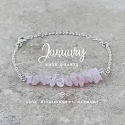 January Birthstone Bracelet, Rose Quartz