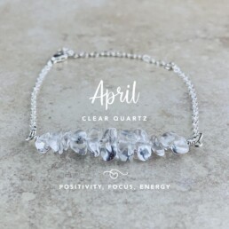 April Birthstone Bracelet, Clear Quartz