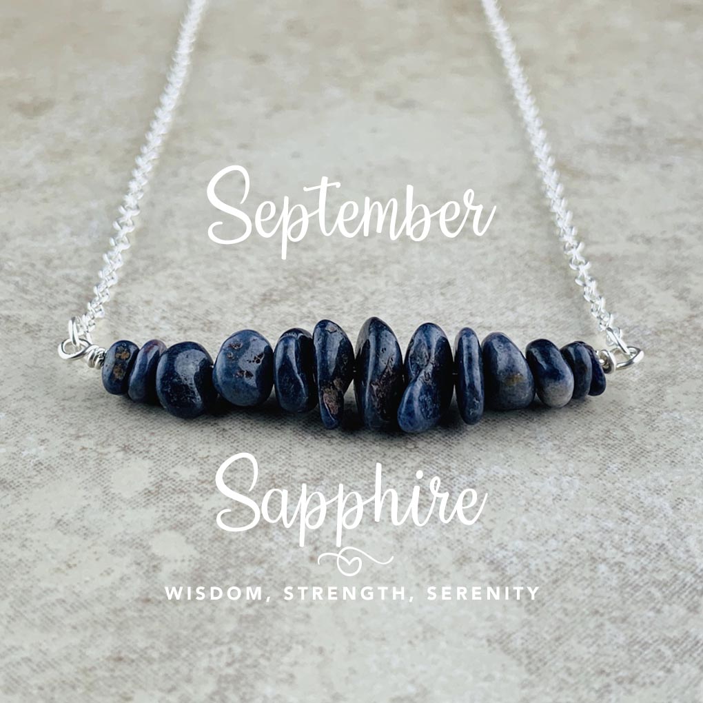 September Birthstone Necklace, Sapphire
