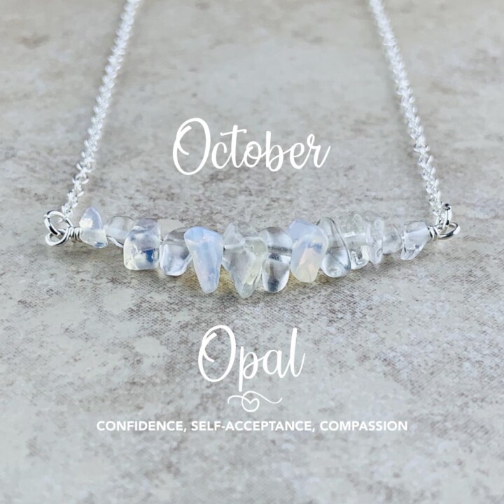 October Birthstone Necklace, Opal