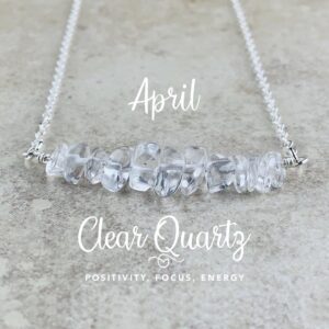 April Birthstone Necklace, Clear Quartz