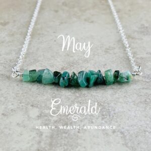 May Birthstone Necklace, Emerald