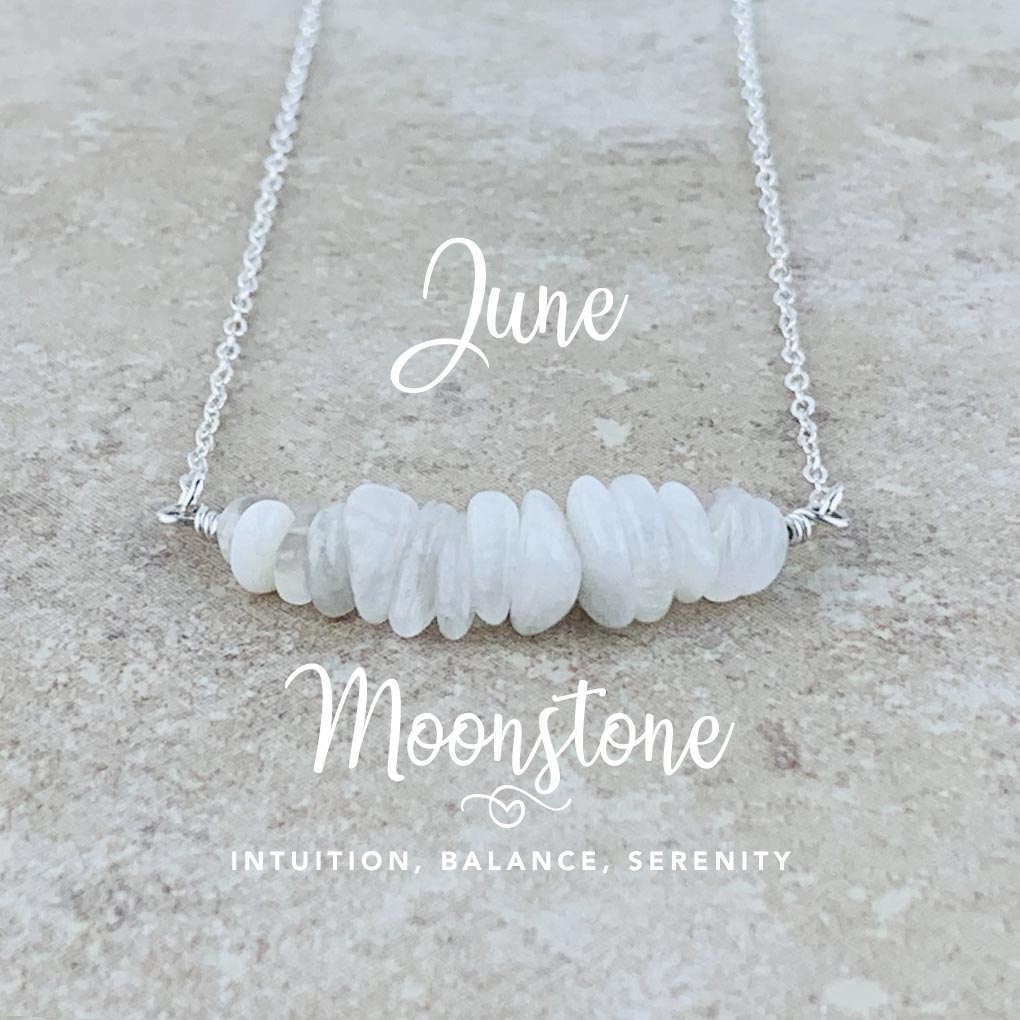 June Birthstone Necklace, Moonstone