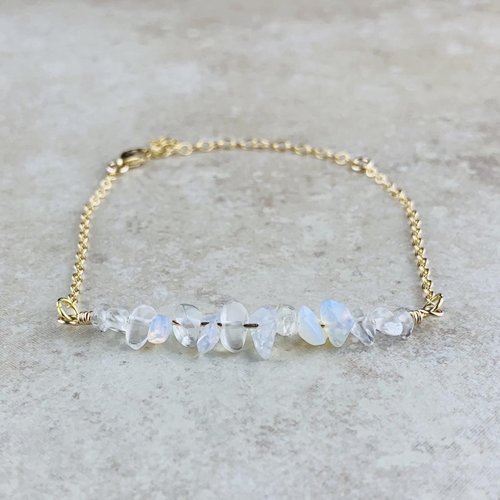 October Birthstone Bracelet, Opal - Gold