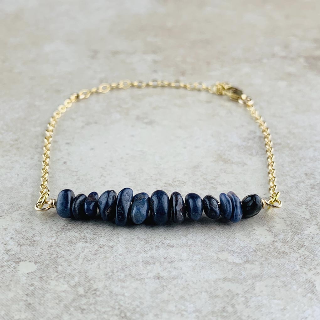 September Birthstone Bracelet, Sapphire - Gold