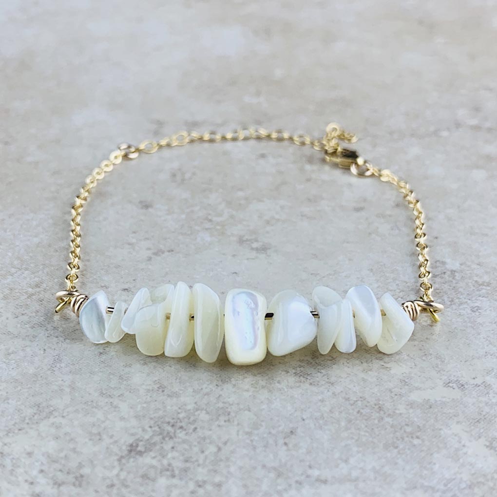 June Birthstone Bracelet, Pearl - Gold