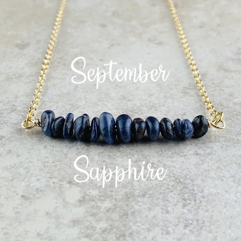September Birthstone Necklace, Sapphire