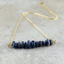 September Birthstone Necklace, Sapphire - Gold
