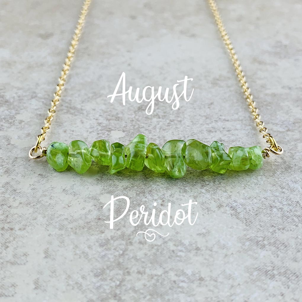 August Birthstone Necklace, Peridot