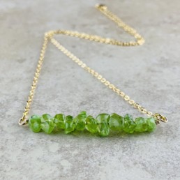 August Birthstone Necklace, Peridot - Gold