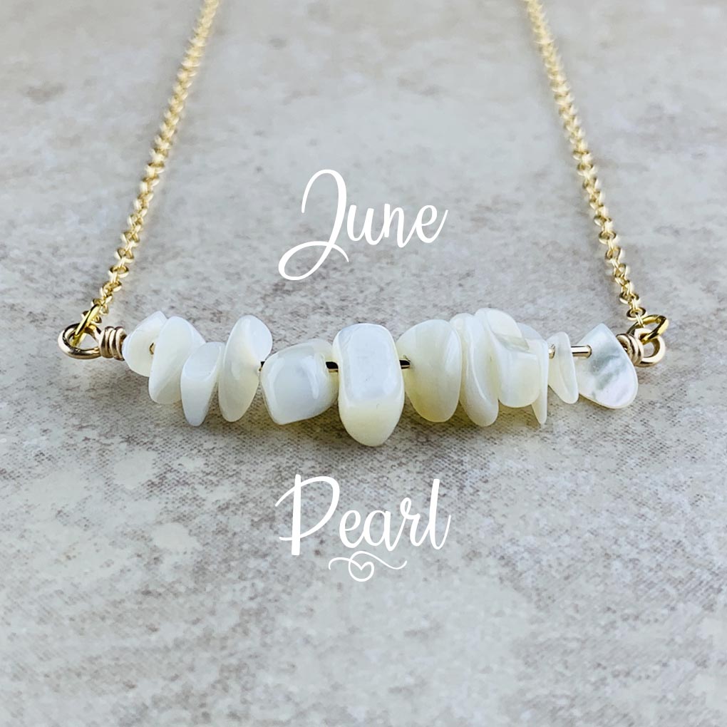 June Birthstone Necklace, Pearl