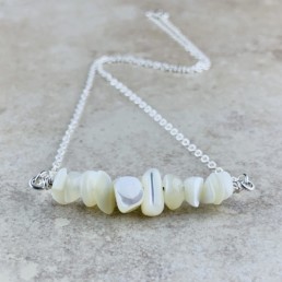 June Birthstone Necklace, Pearl - Silver