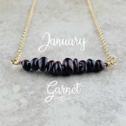 January Birthstone Necklace, Red Garnet