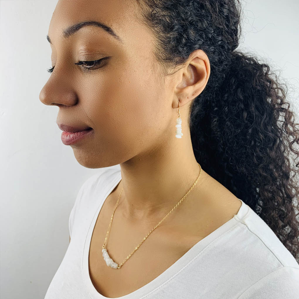 Raw Crystal - Birthstone Necklace & Earrings