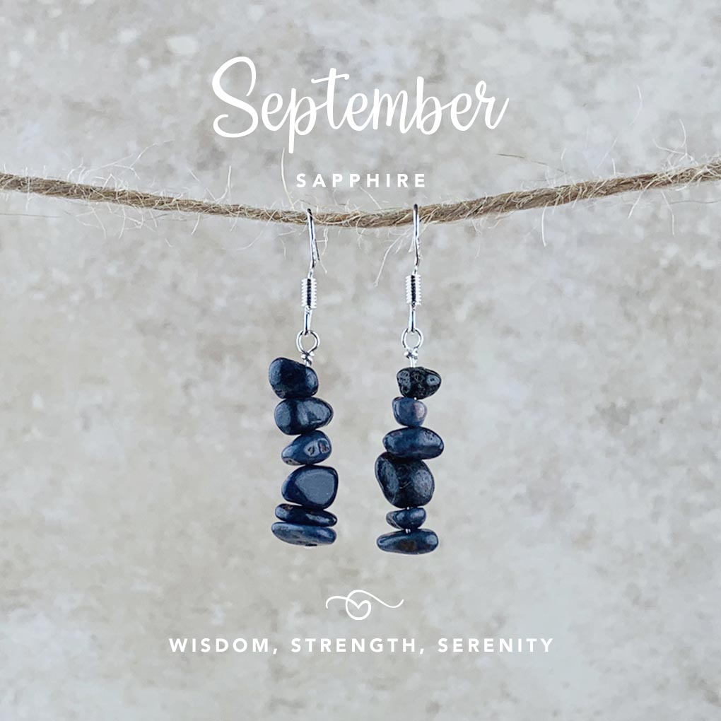 September Birthstone Earrings, Sapphire