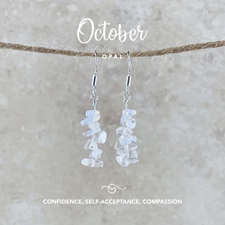 October Birthstone Earrings, Opal
