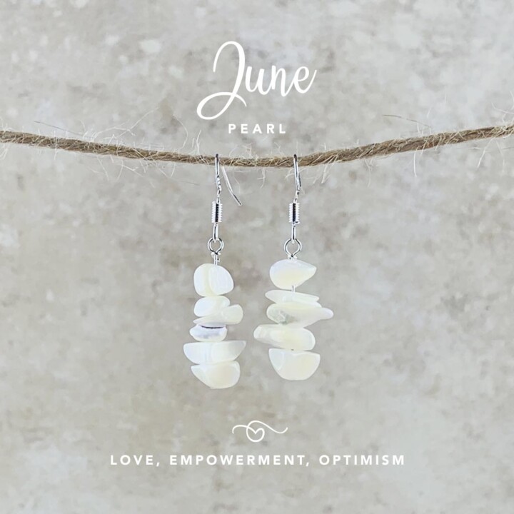 June Birthstone Earrings, Pearl