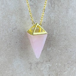 rose quartz pyramid necklace
