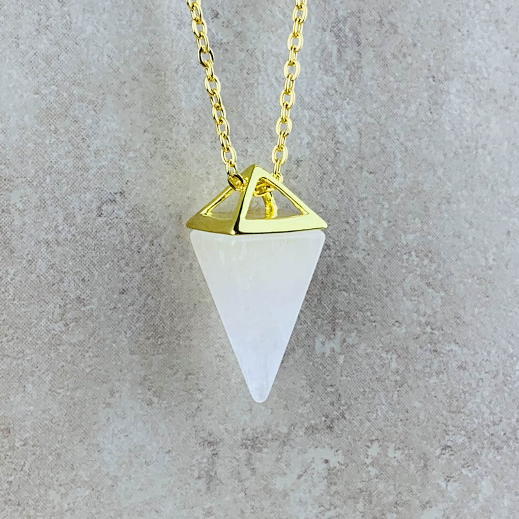 clear quartz pyramid necklace