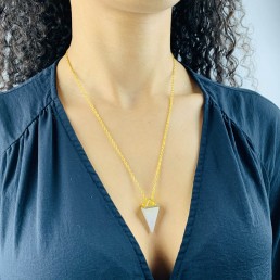 Clear quartz necklace pyramid model