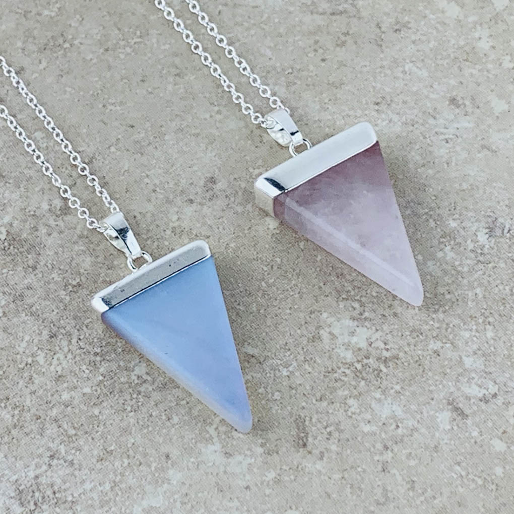 Necklaceopalite and rose quartz triangle