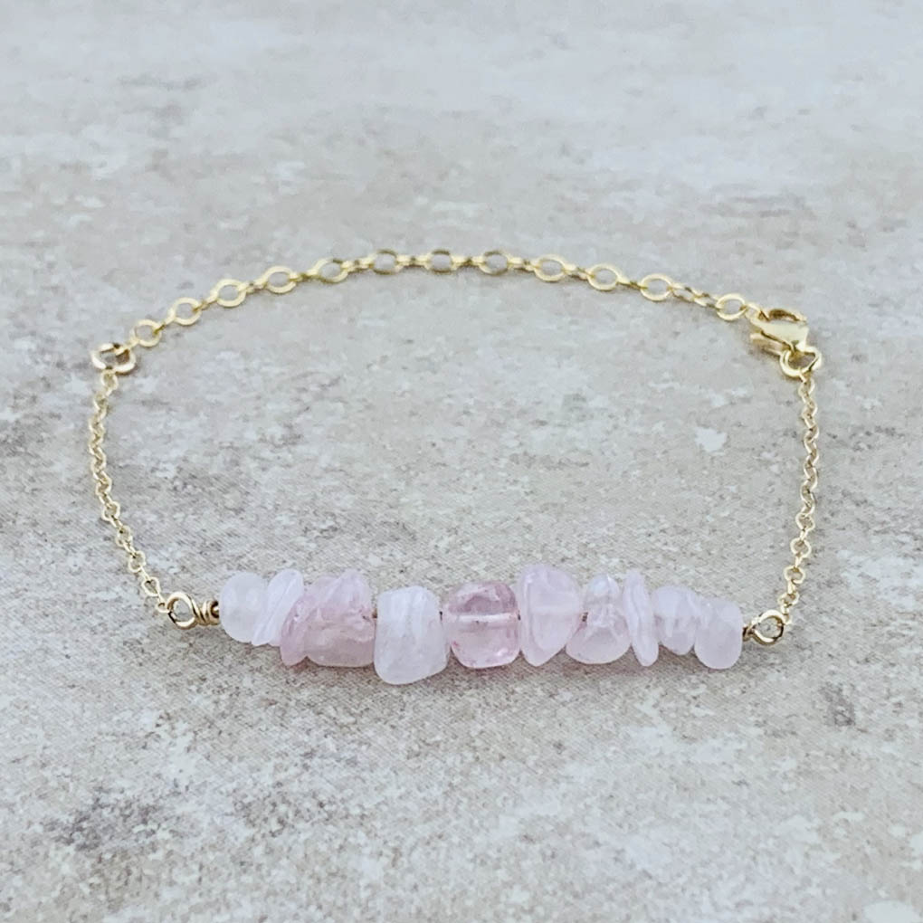 Rose quartz gold Birthstone Bracelet