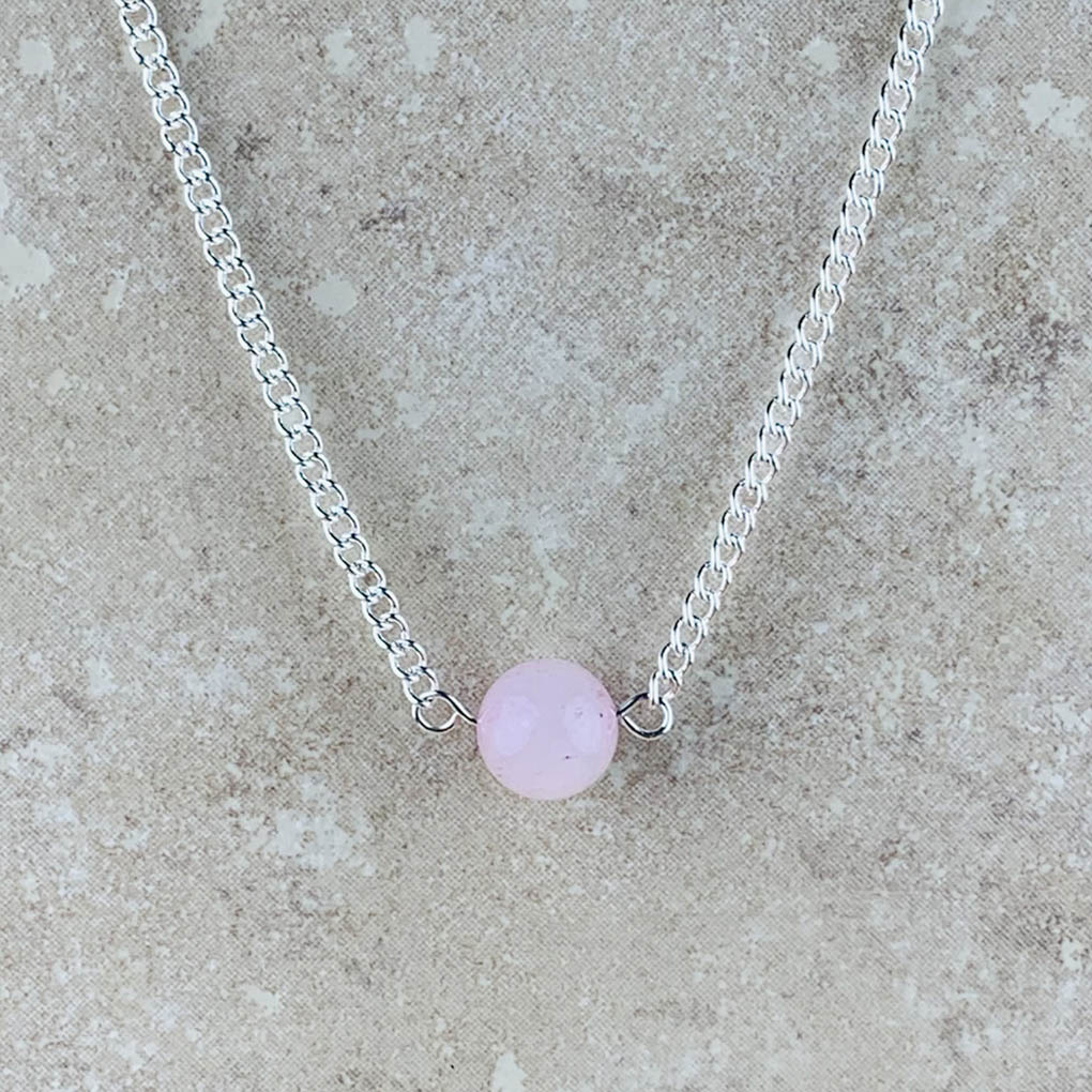 rose quartz bead necklace