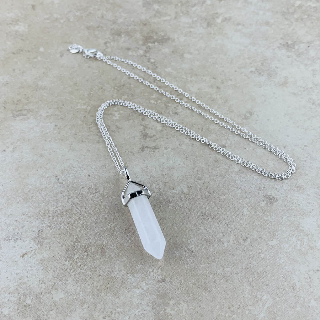 clear quartz point necklace1