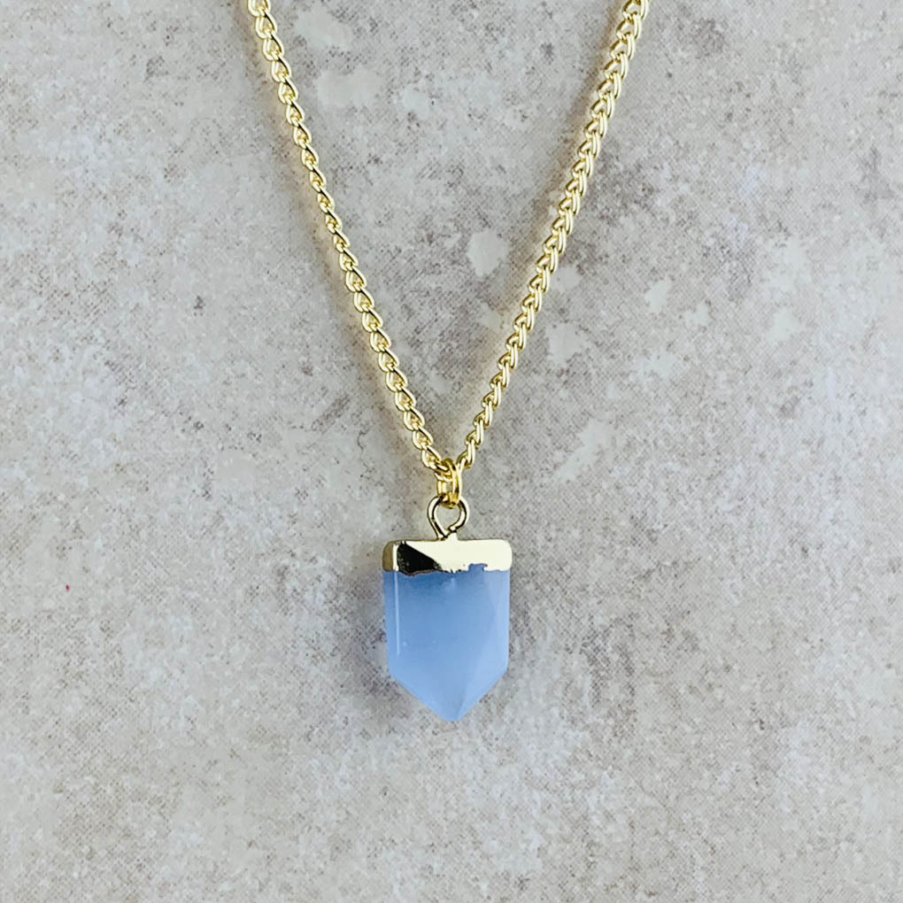 Blue aventurine shield necklace1