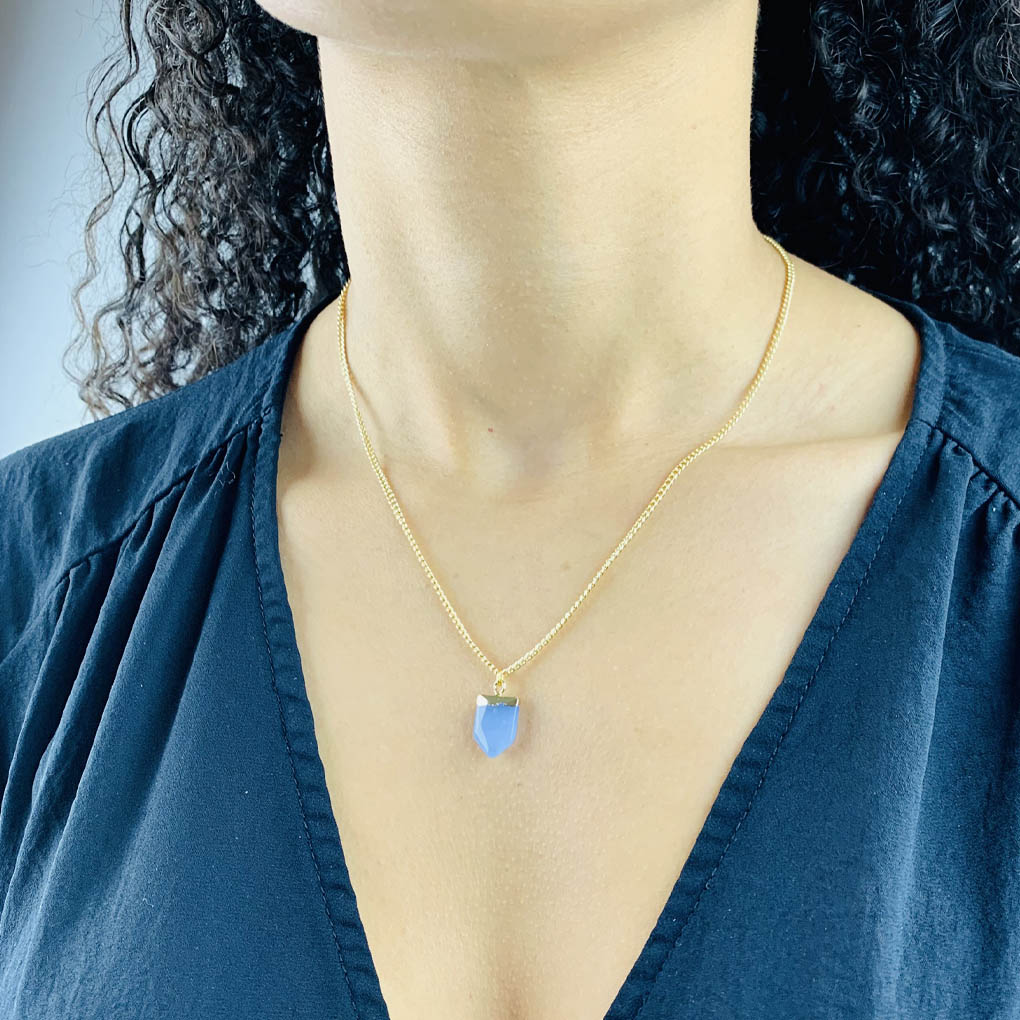 Blue aventurine shield necklace model