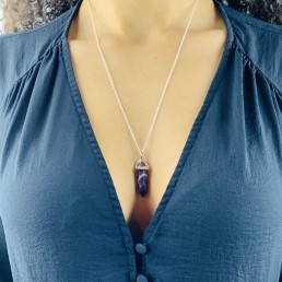 Amethyst point necklace model2