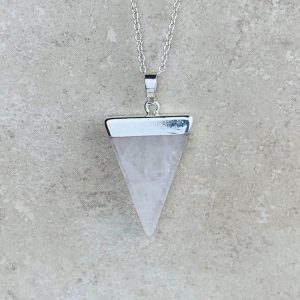 Clear quartz triangle necklace1