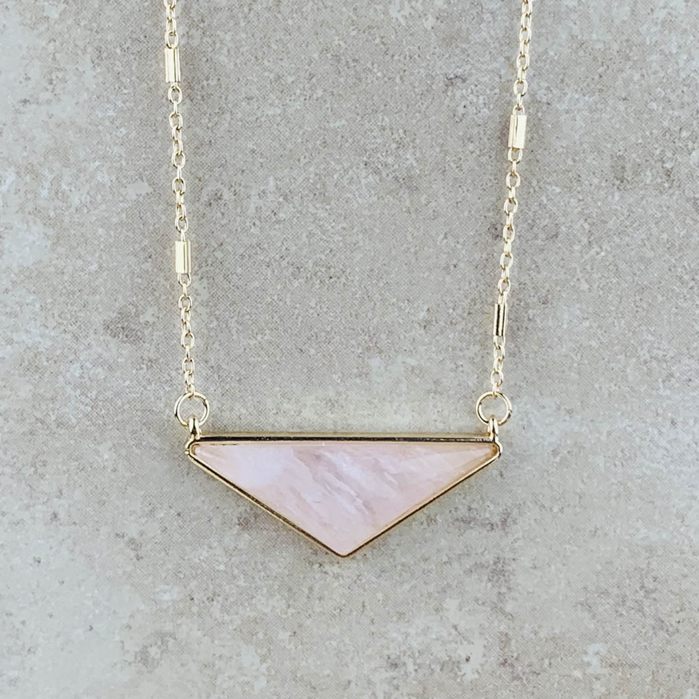 Rose quartz wide triangle 1