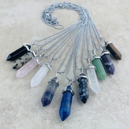 crystal point collection necklaces
