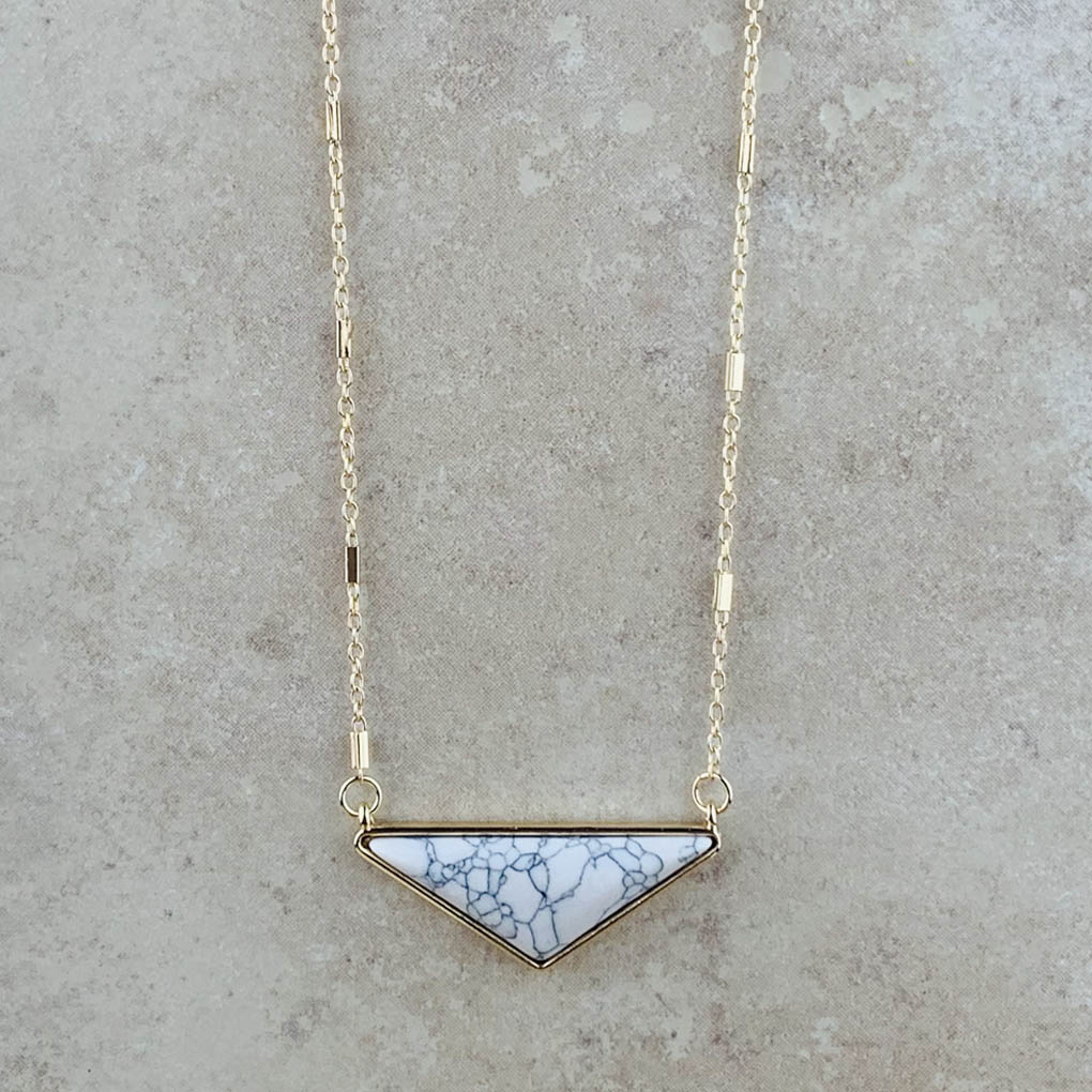 Howlite wide triangle necklace1