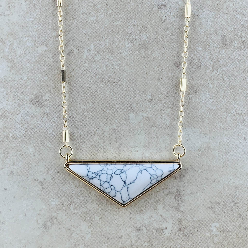 Howlite wide triangle necklace