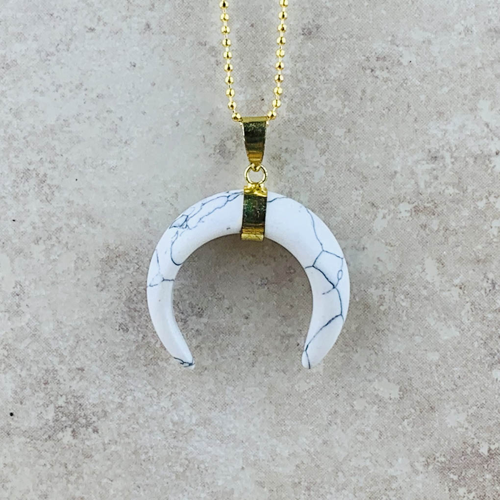 Howlite moon necklace