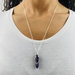 Amethyst point necklace model1