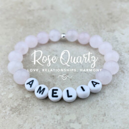 Personalised Name Bracelet with Rose Quartz Beads