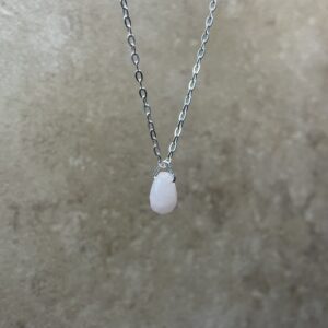 Dainty Rose Quartz Teardrop Necklace